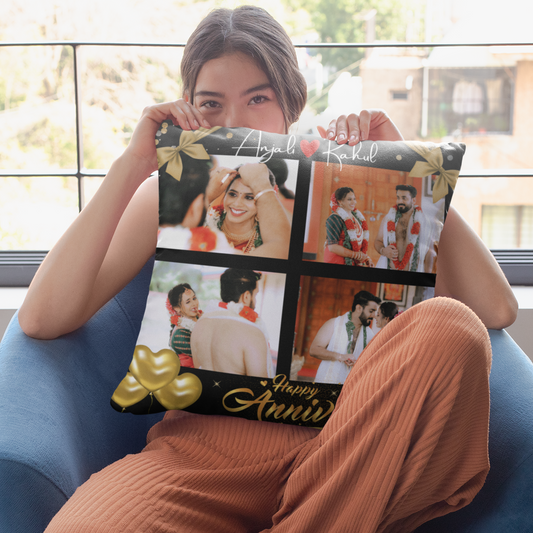 Happy Anniversary Photo Collage Cushion