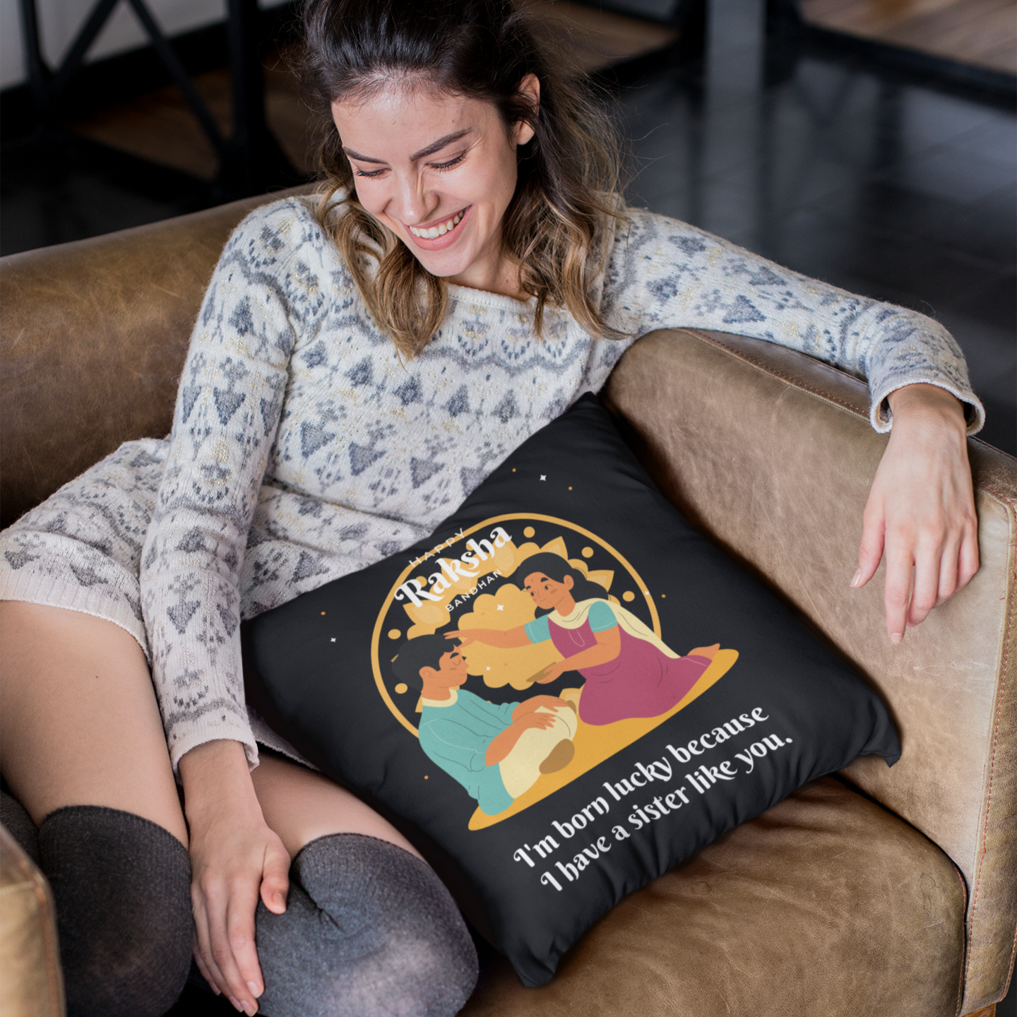 Happy Raksha Bandhan Cushion For Sister