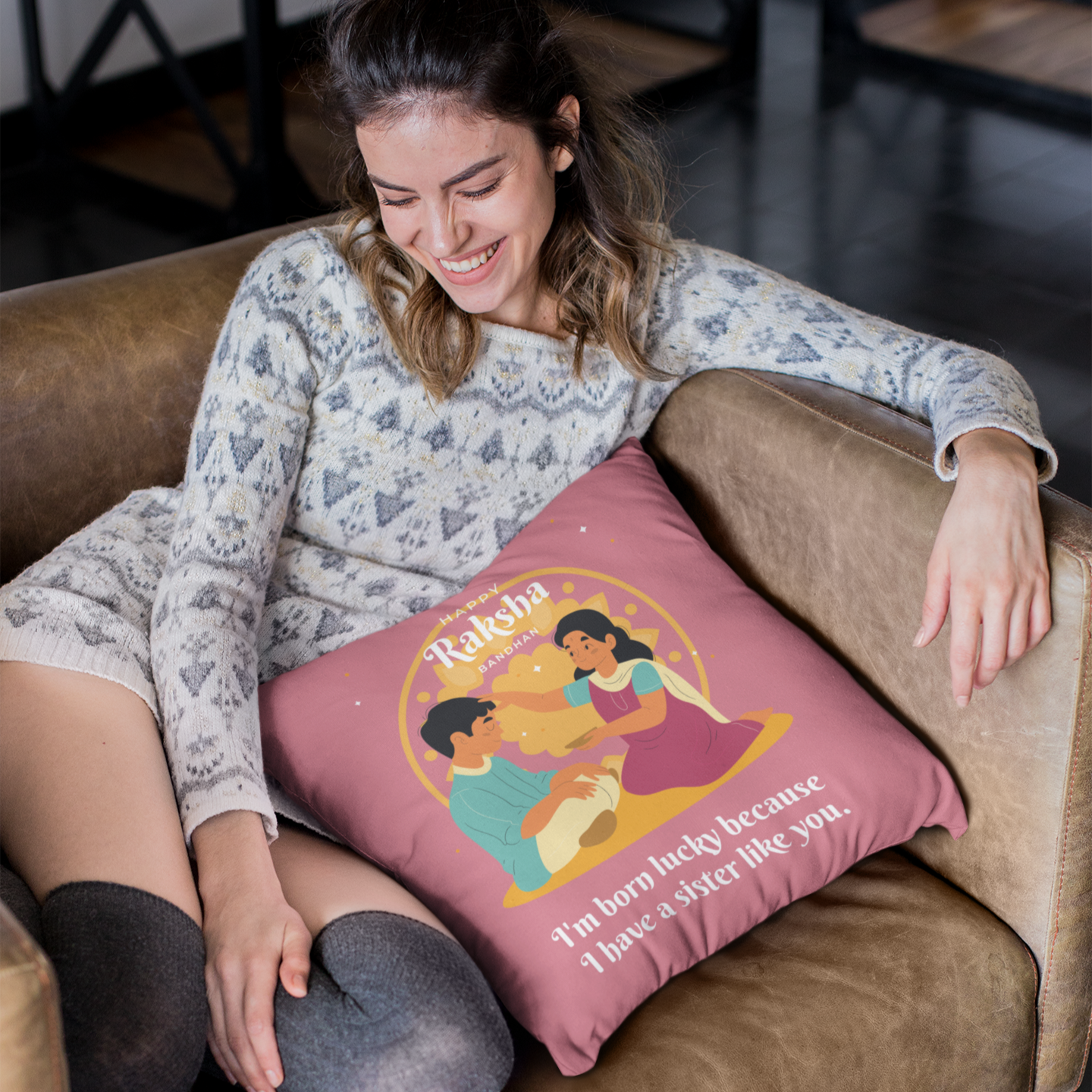 Happy Raksha Bandhan Cushion For Sister