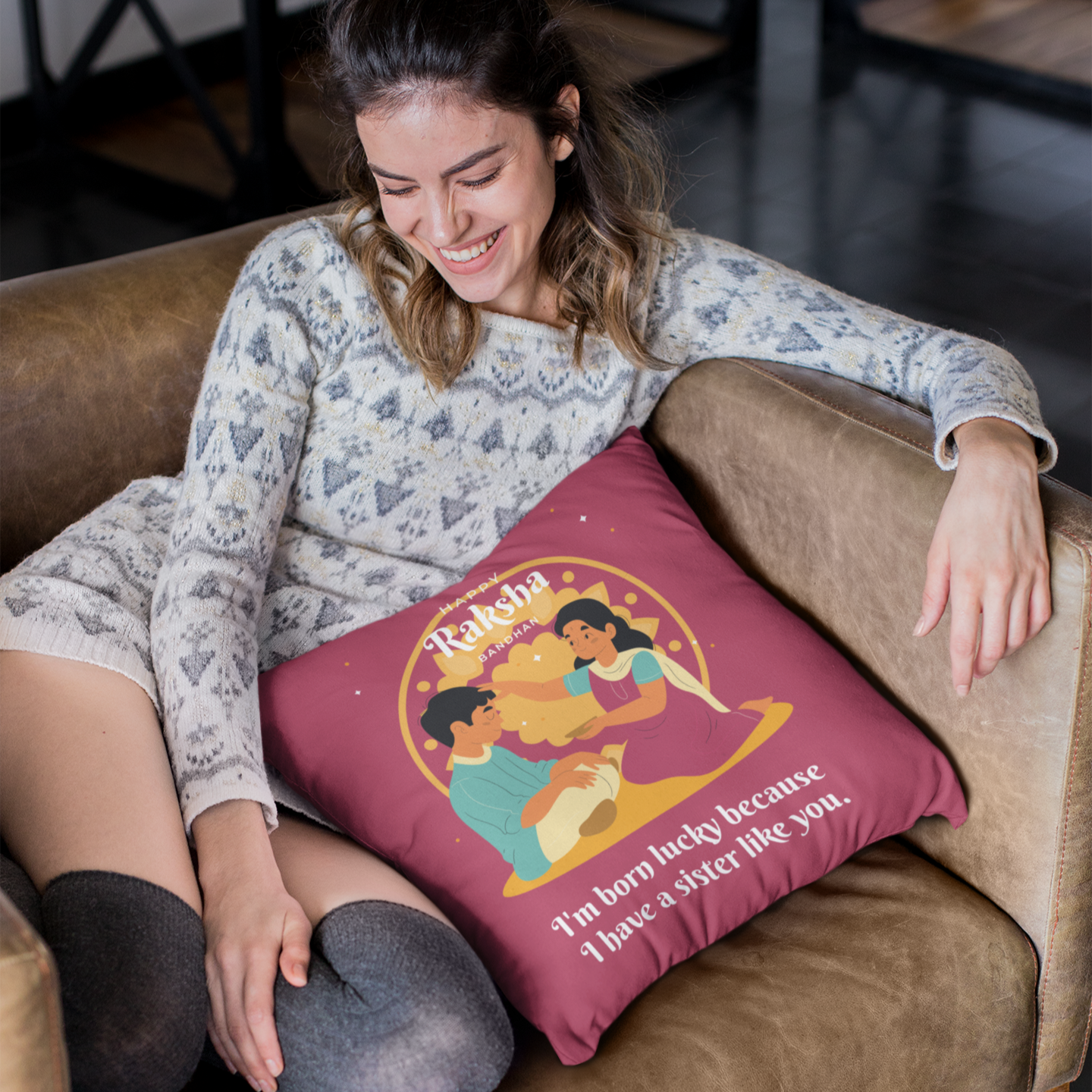 Happy Raksha Bandhan Cushion For Sister