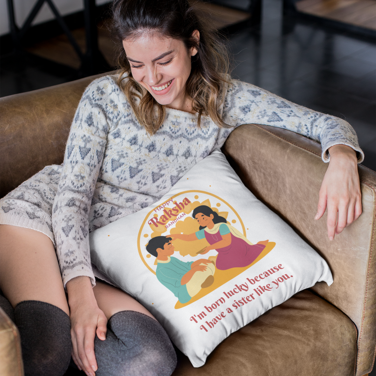 Happy Raksha Bandhan Cushion For Sister