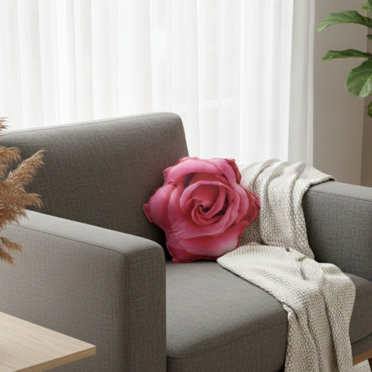 Elegant Pink Rose Shaped Pillow/Cushion (14 x 14 inches)