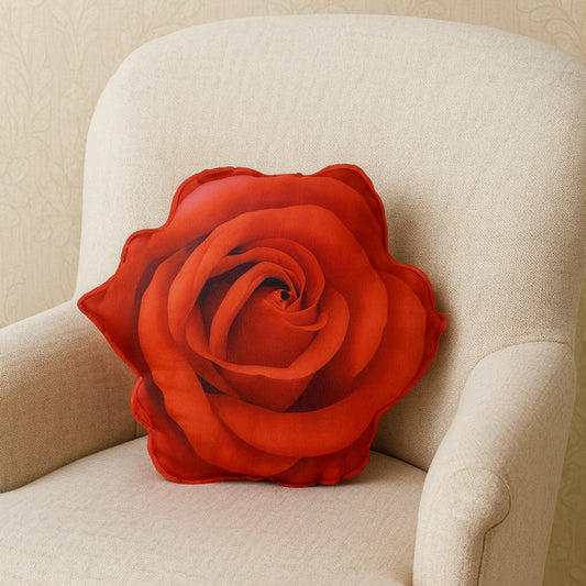 Classic Red Rose Shaped Pillow/Cushion (14 x 14 inches)
