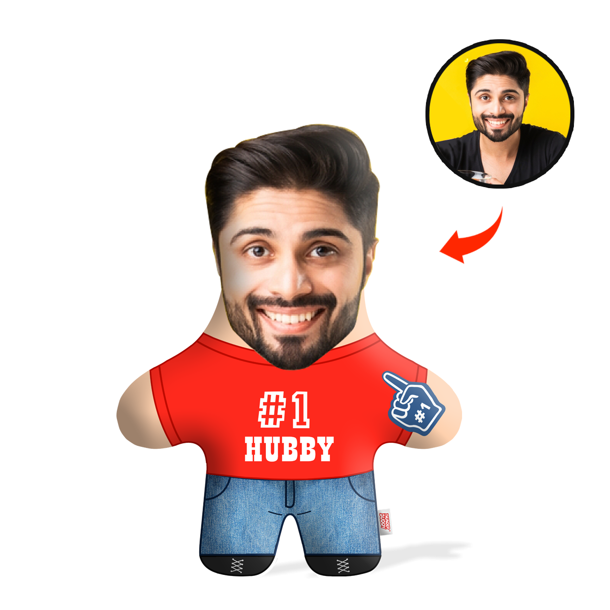 Best Hubby & Wifey Face Pillow Mini Me Set