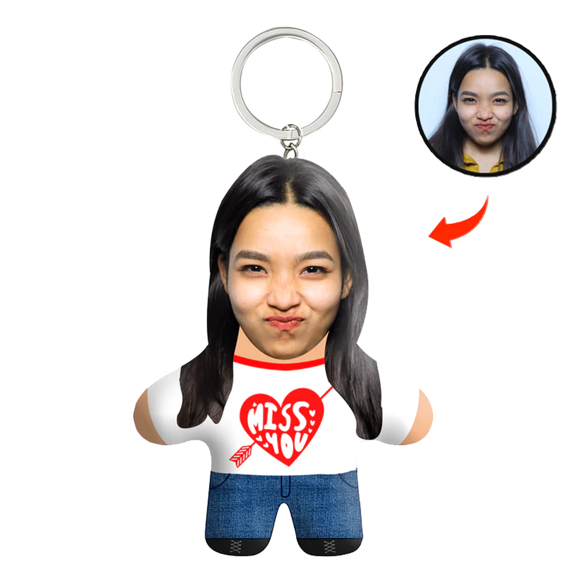 Miss You Face Mini Me Keychain
