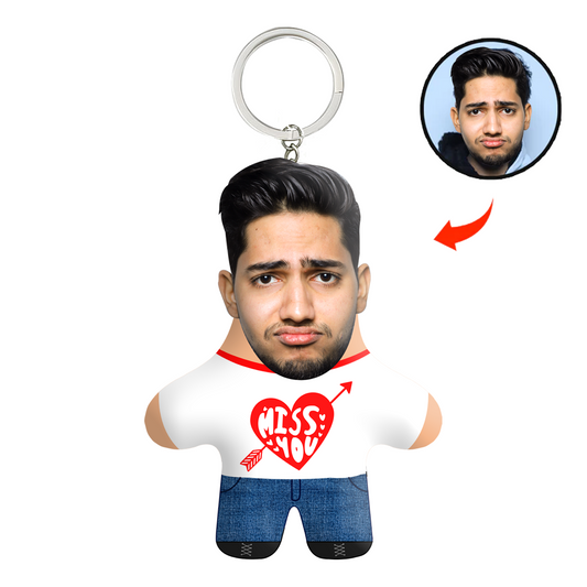 Miss You Face Mini Me Keychain  For Him