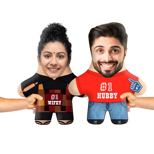 Best Hubby & Wifey Face Pillow Mini Me Set