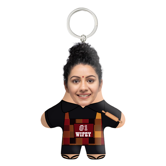#1 Wifey Face Mini Me Keychain