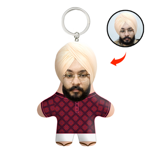 Kurta Pyjama Face Mini Me Keychain