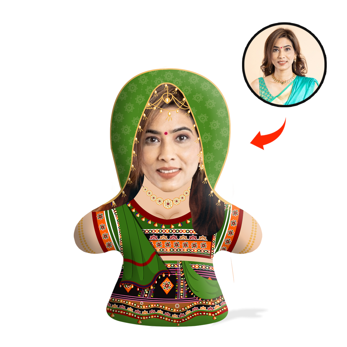 Ghagra Choli Face Pillow Mini Me