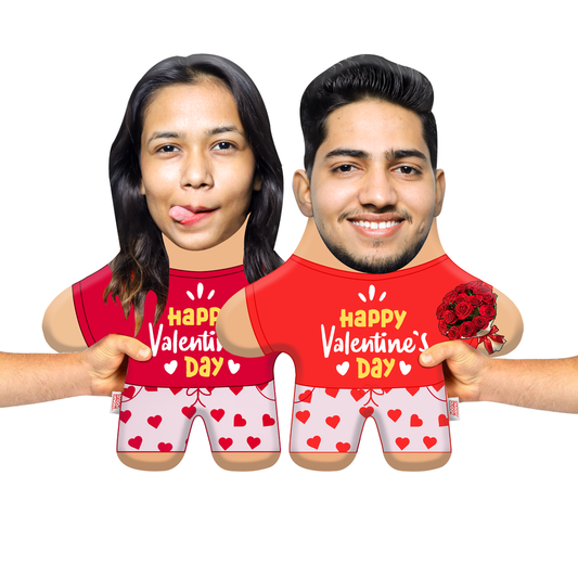 Happy Valentine's Day Face Pillow Mini Me Set