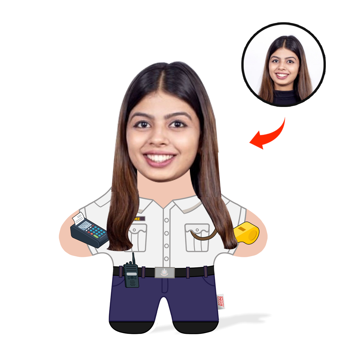 Women Traffic Police Face Pillow Mini Me