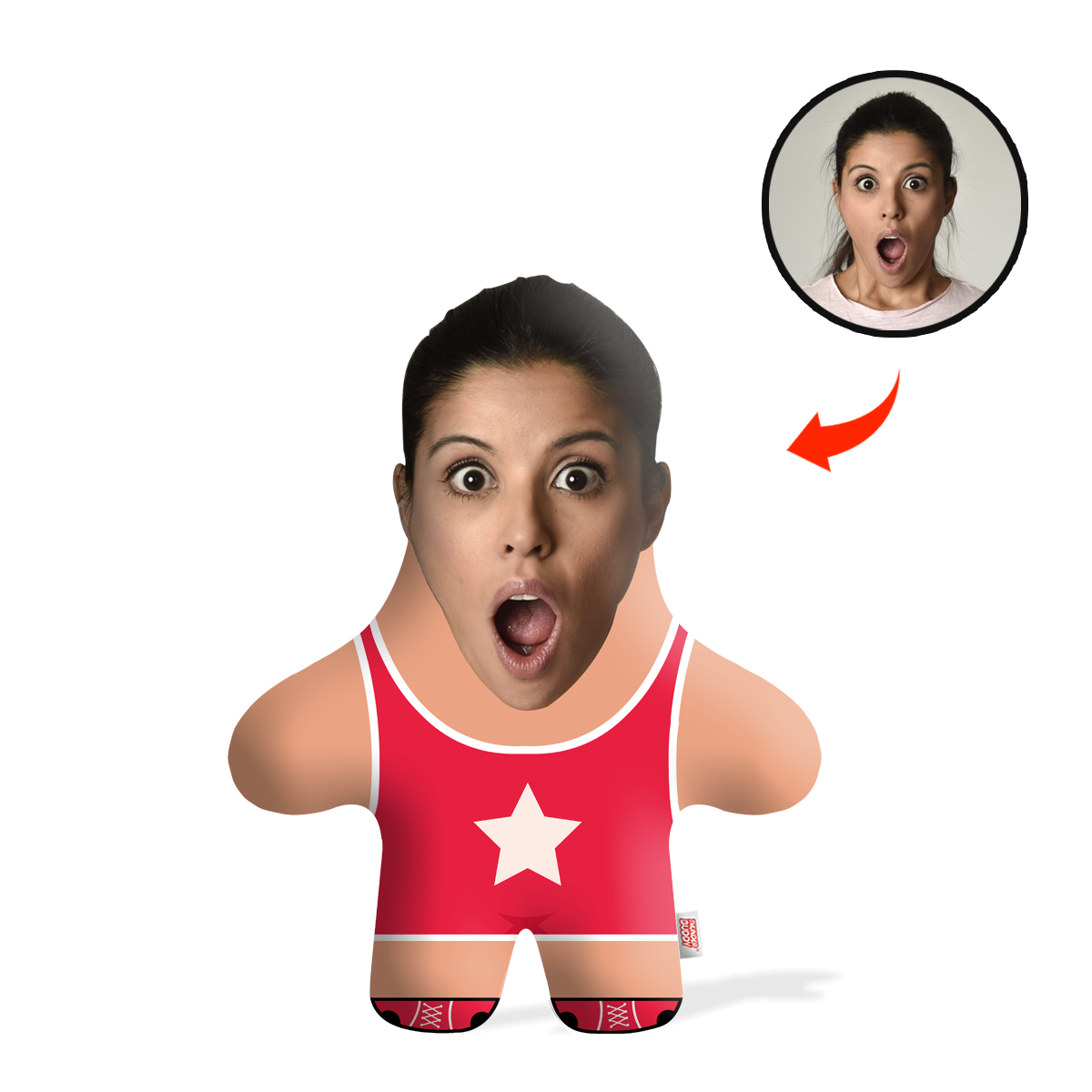 Wrestler Lady Face Pillow Mini Me