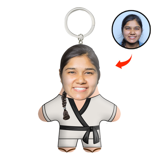 Karate Girl Face Mini Me Keychain