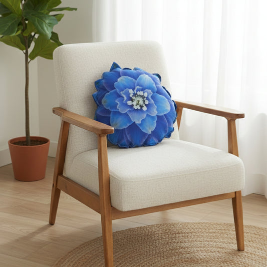 Classic Blue Bloom Flower Shaped Pillow (14 x 14 Inches)