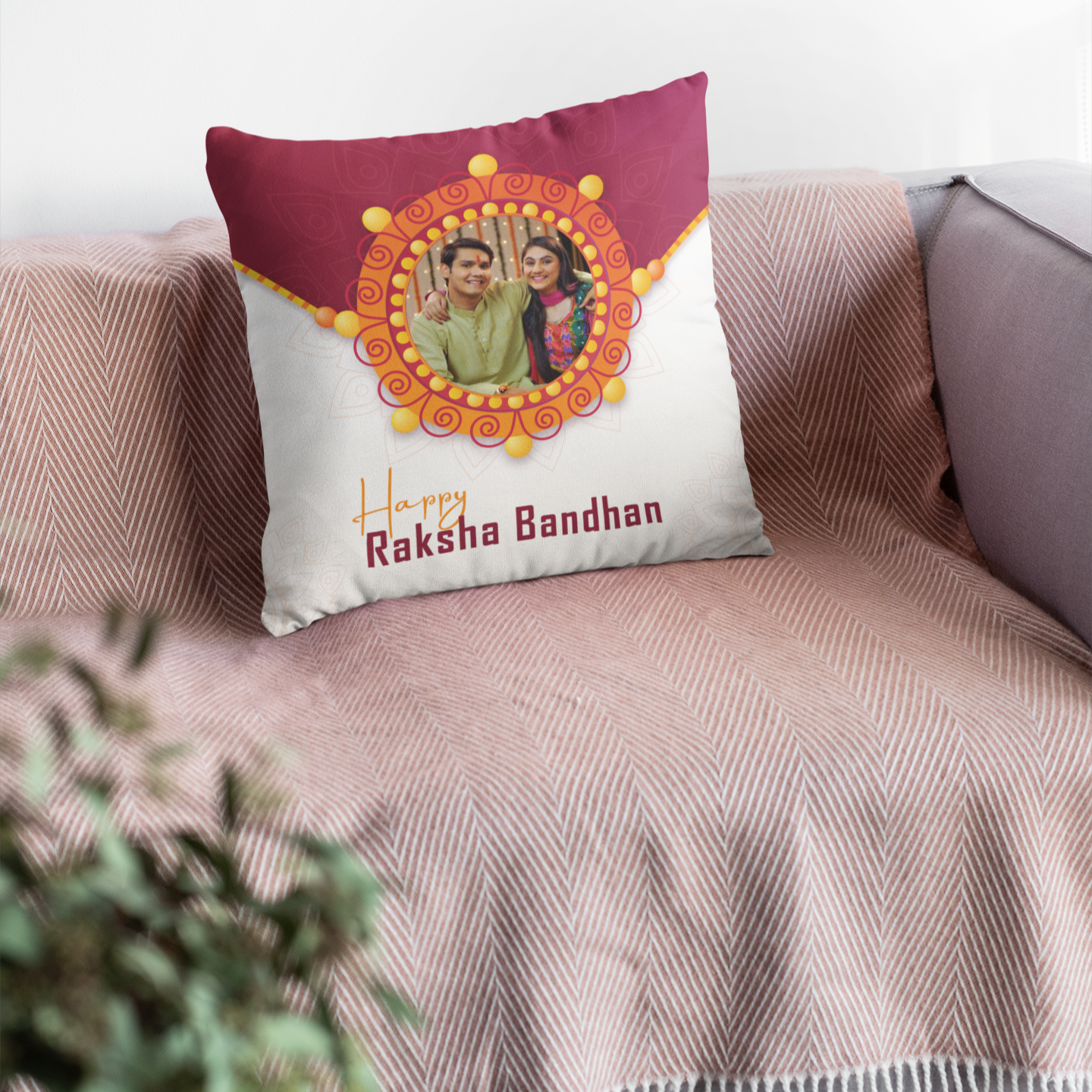 Happy Raksha Bandhan Personalized Photo Cushion