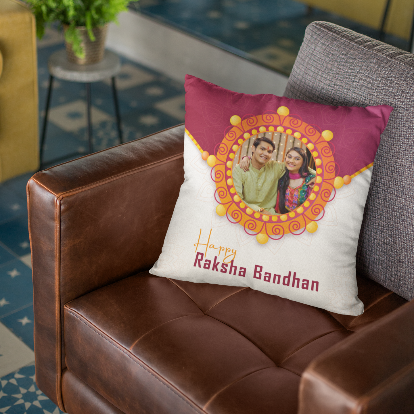 Happy Raksha Bandhan Personalized Photo Cushion