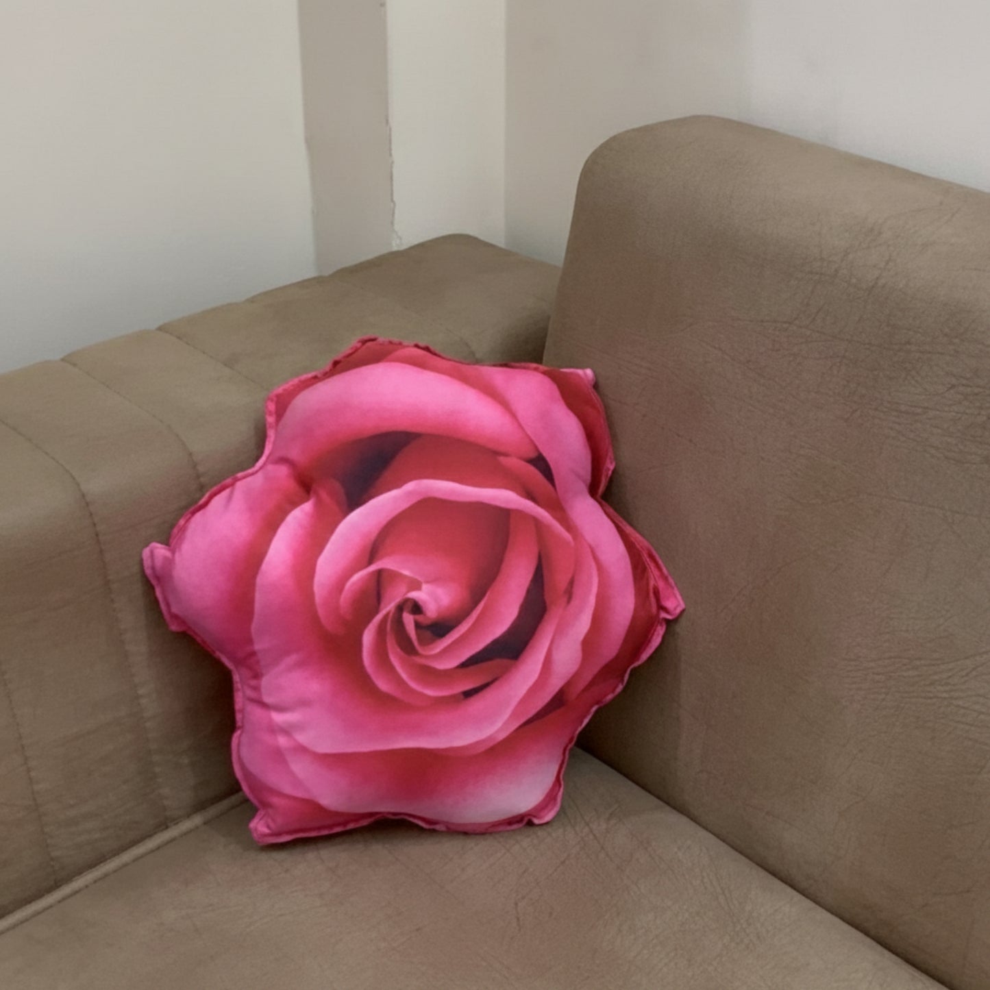 Elegant Pink Rose Shaped Pillow/Cushion (14 x 14 inches)