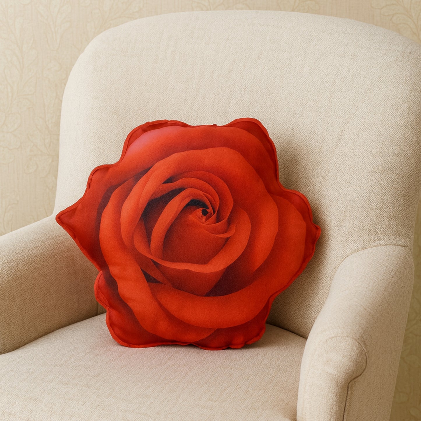 Classic Red Rose Shaped Pillow/Cushion (14 x 14 inches)