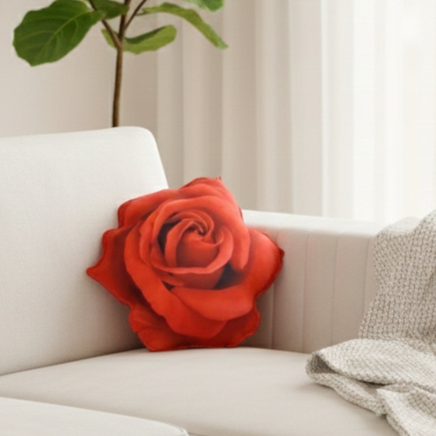 Classic Red Rose Shaped Pillow/Cushion (14 x 14 inches)