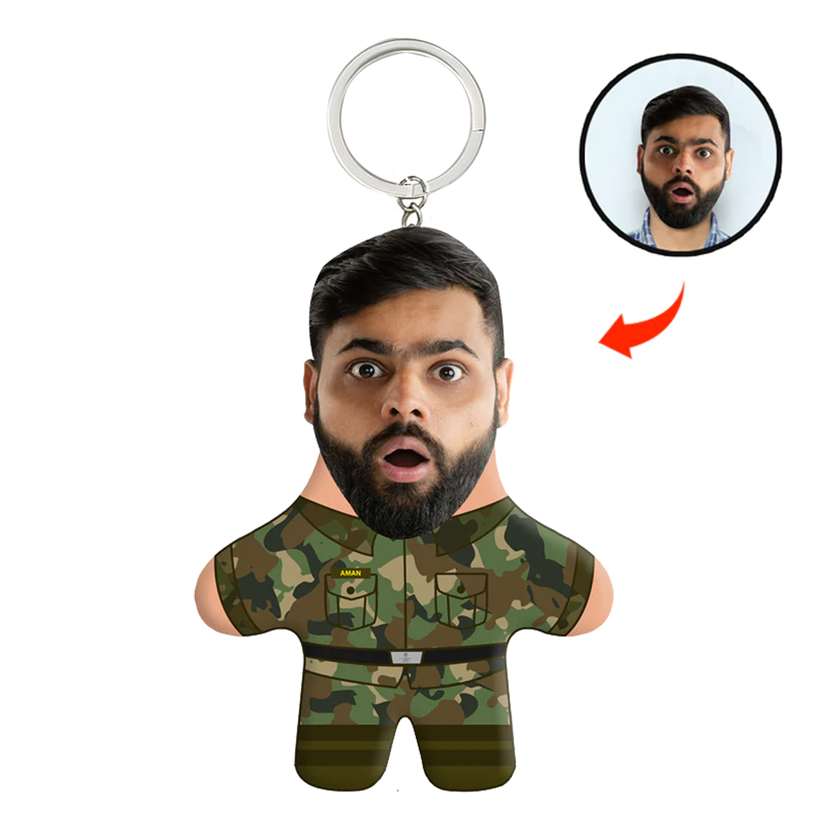 Army Men Face Mini Me Keychain