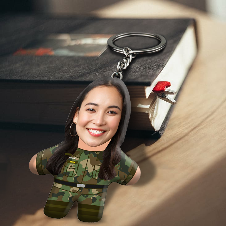 Army Women Face Mini Me Keychain
