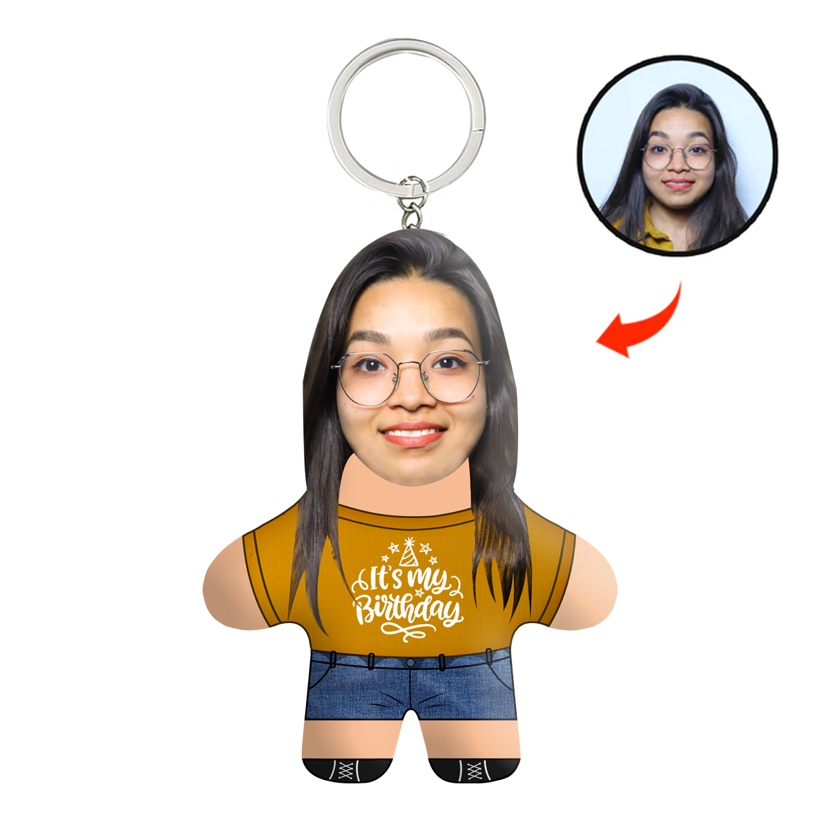 It's My Birthday Face Mini Me Keychain For Girl