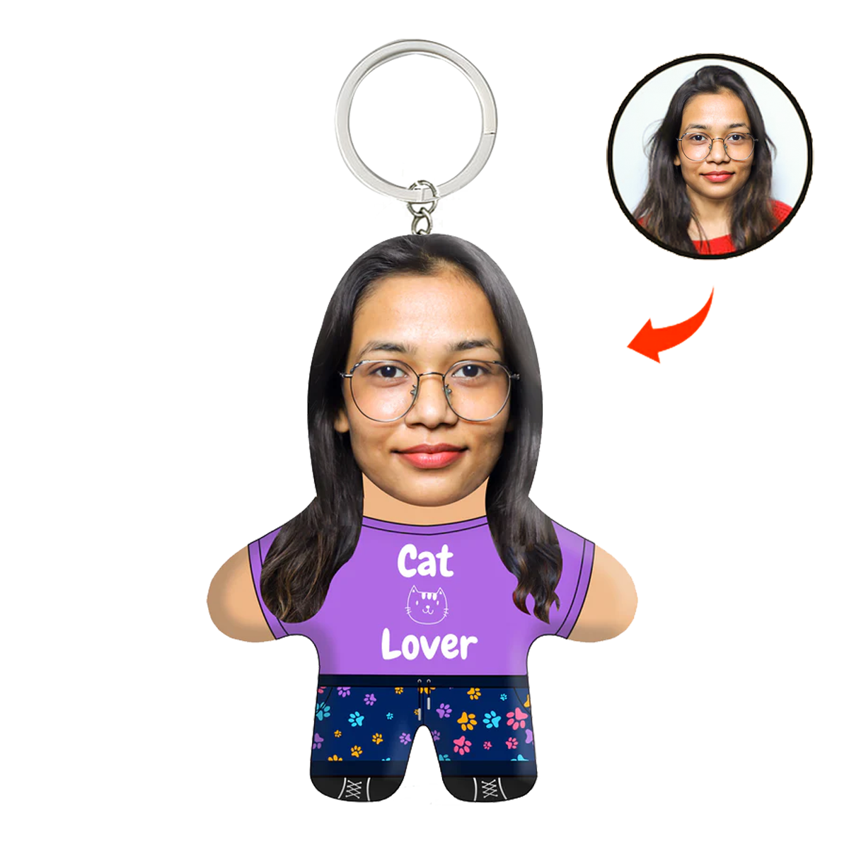 Cat Lover Face Mini Me Keychain