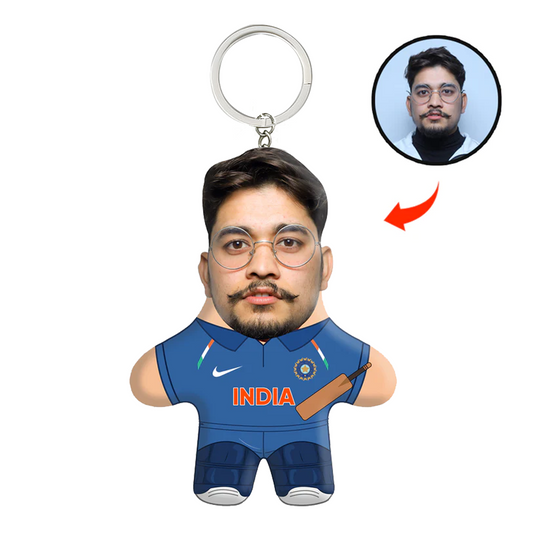 Indian Men's Cricketer Face Mini Me Keychain