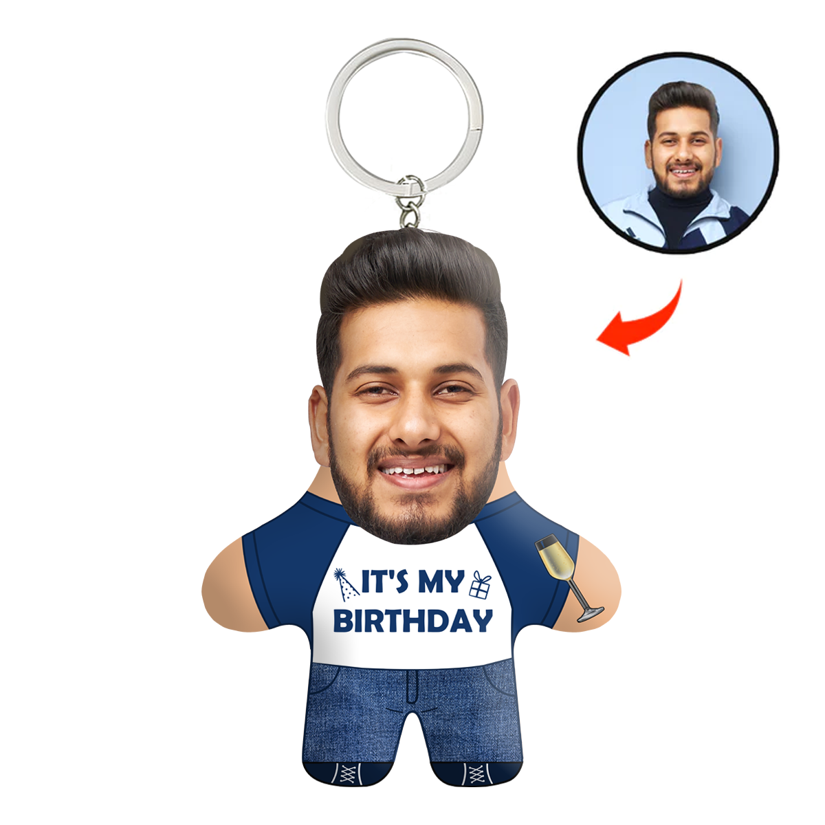 It's My Birthday Face Mini Me Keychain For Boy