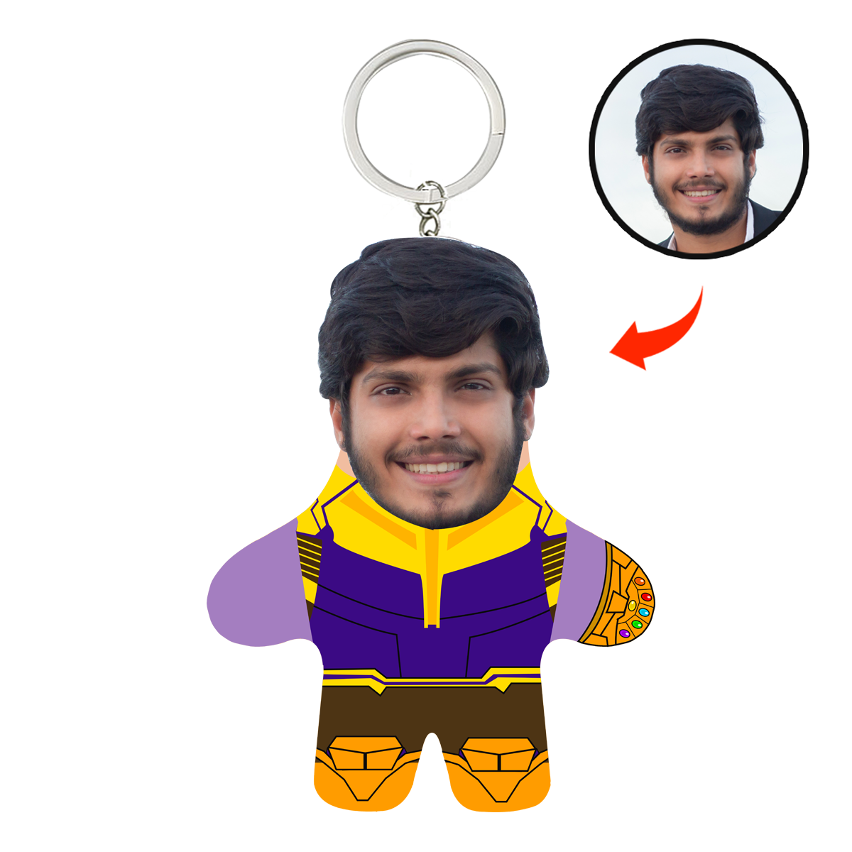 Infinity Stone Guy Face Mini Me Keychain