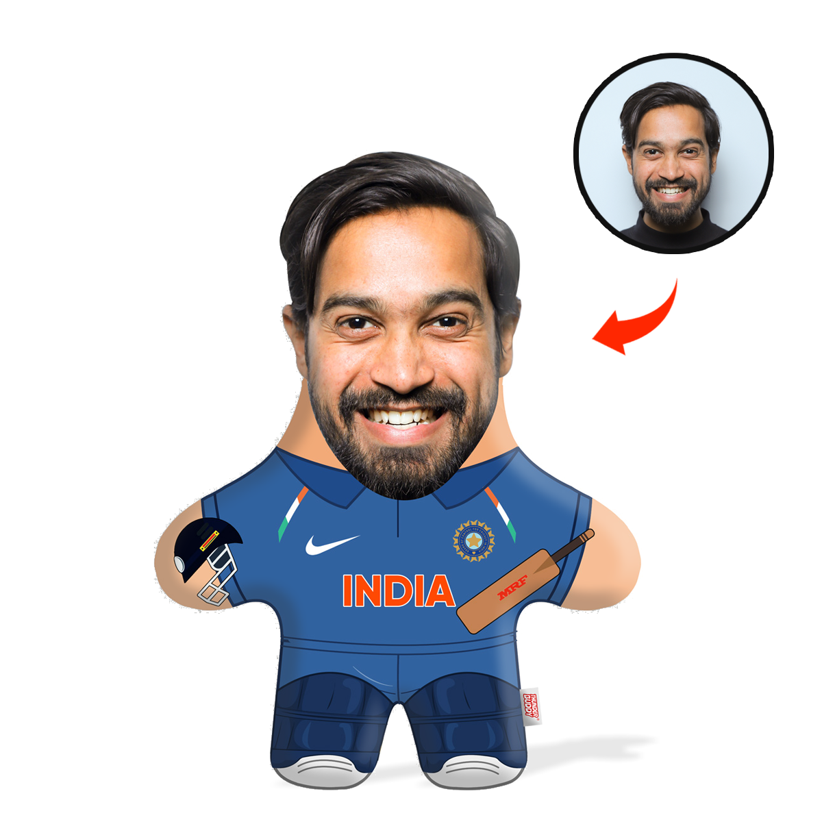 Sachin Tendulkar Face Pillow Mini Me