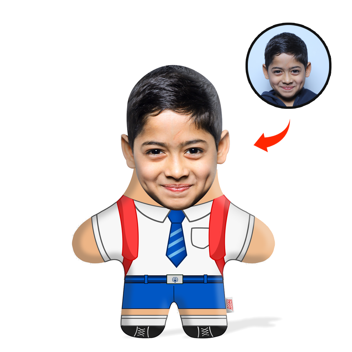 School Boy Face Pillow Mini Me