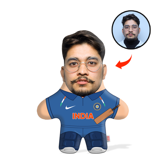 Indian Men's Cricketer Face Pillow Mini Me