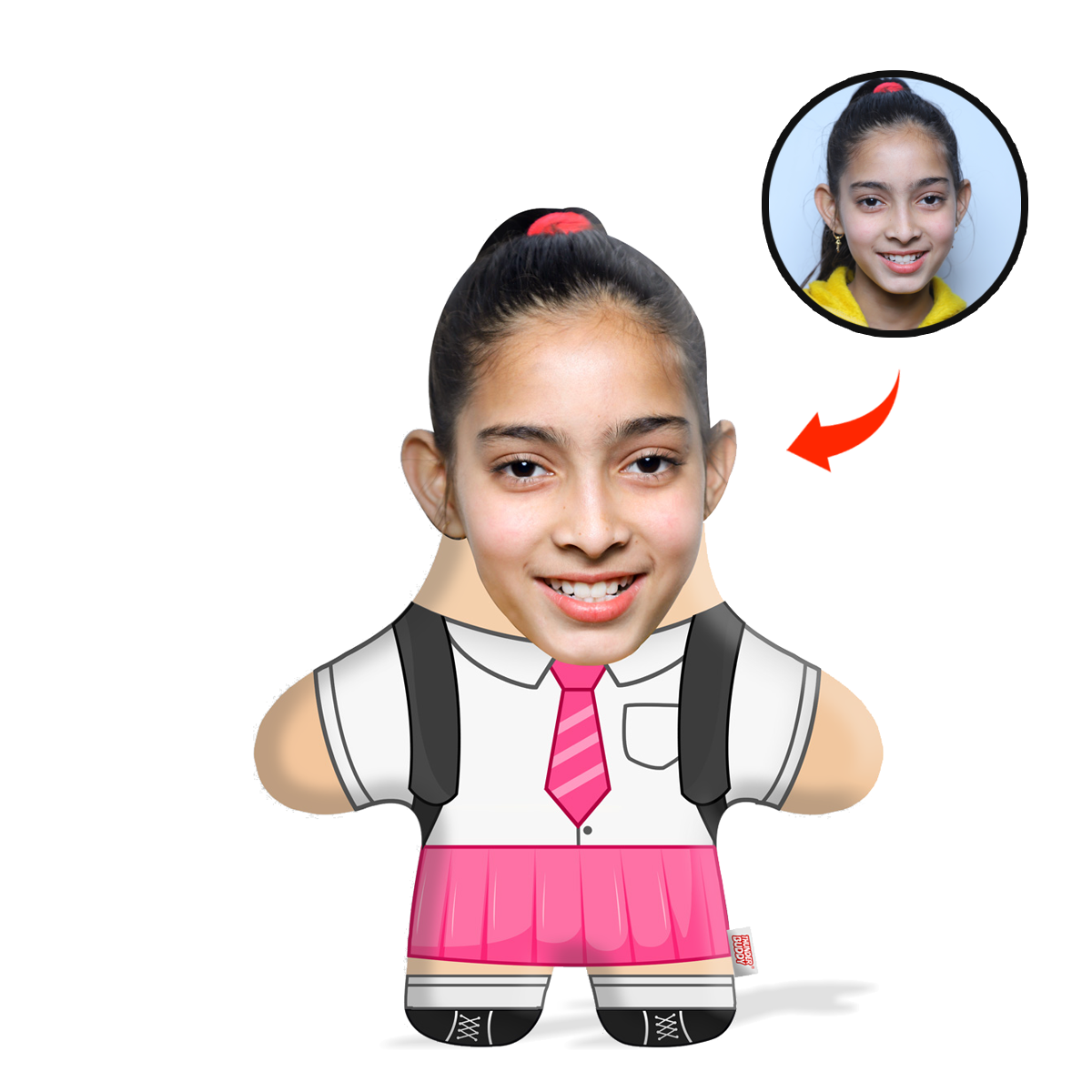 School Girl Face Pillow Mini Me