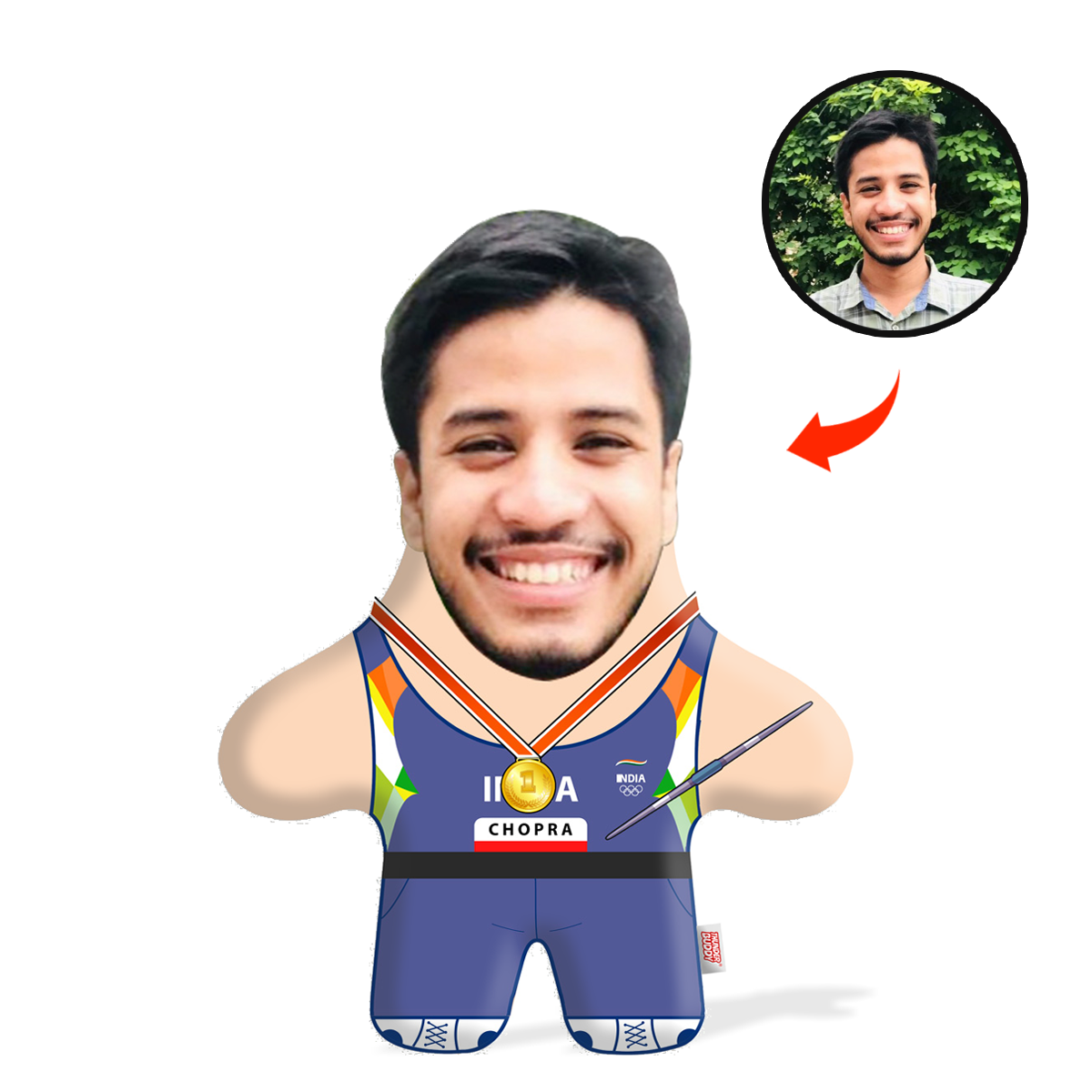 Neeraj Chopra Face Pillow Mini Me