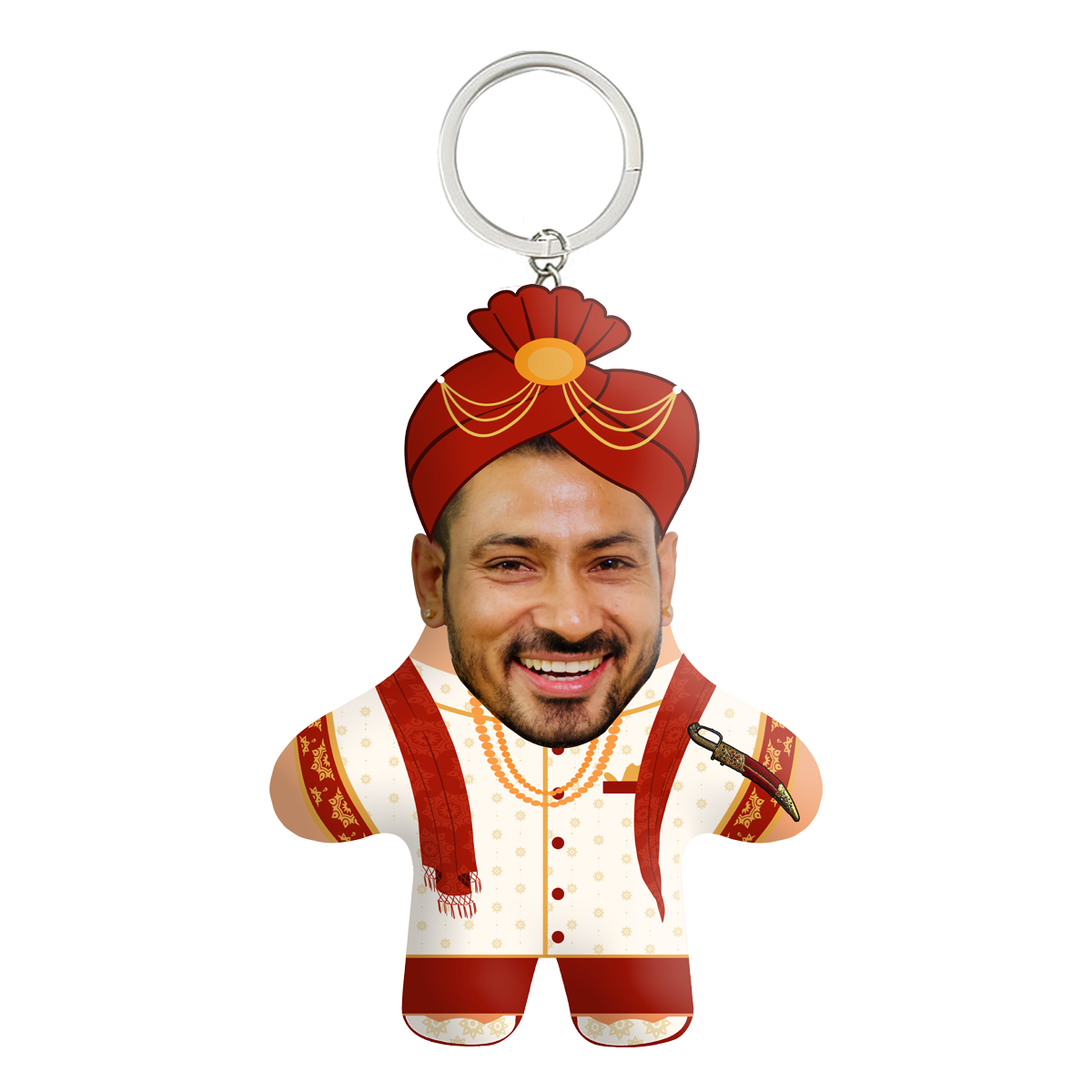 Handsome Groom Face Mini Me Keychain